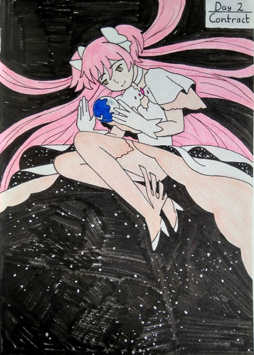 Inktober Day 2: ContractMadoka Kaname “The Law of Cycles” (Madoka Magica) “If someone tells me that 