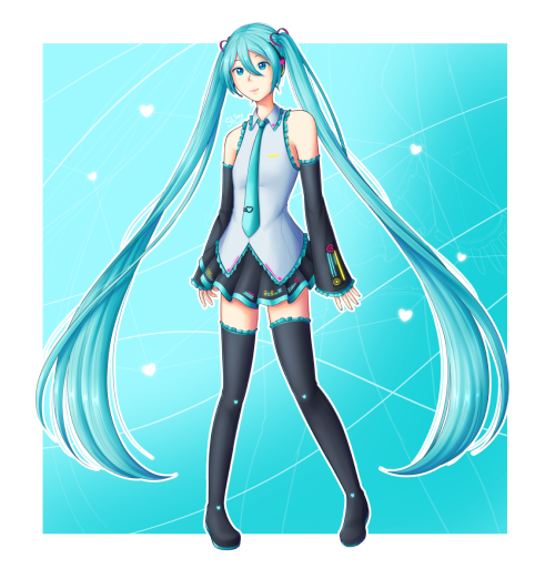  My Miku Redraw!I tried to go for a softer look compared to her original design 