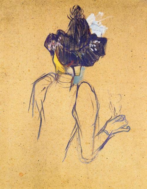 Jane Avril Seen from the Back, 1893, Henri de Toulouse-LautrecMedium: oil,cardboard