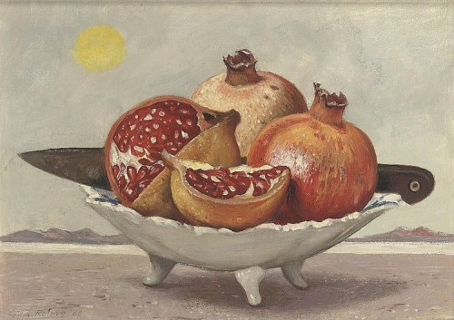 amare-habeo: Gerard Victor Alphons Röling (Dutch, 1904-1981) Pomegranates on a dish, 1966 Oil o