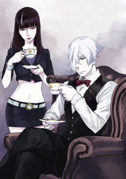 kaneki-e:  Death Parade Staff Book Cover :: Chiyuki &amp; Decim↳ preview and scans by animelovesnija &amp; cometarou_m 