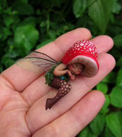 owls-love-tea:  Tiny Sleeping Woodland Mushroom