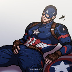 Humplex:  Winner Of Fanart Fiasco #2, Captain America! Fighting Crime Is Hard Work,