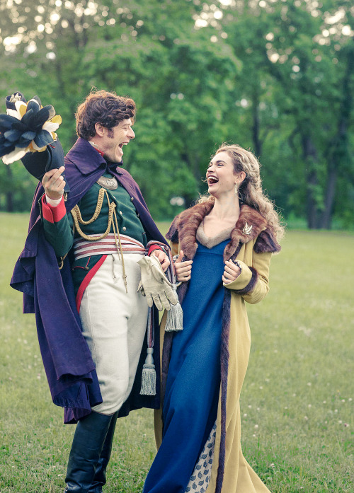 lilyjamessource:  James Norton and Lily James on the set of BBC’s War and Peace x