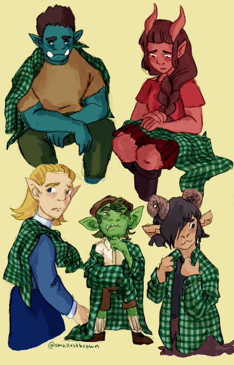 smallestbrown:this is because i keep drawing gorgug with this green plaid shirt and like to think th