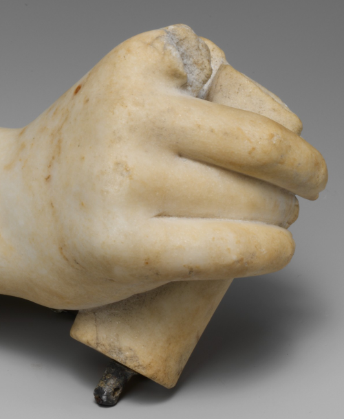 Right hand and forearm, perhaps from a statue of Artemis or Eros carrying a bow (with detail of hand