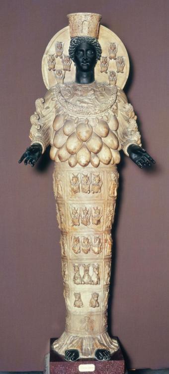 medievalpoc:Ancient Art Week!Roman: Artemis of Ephesus early second century.Alabaster, bronze, 2