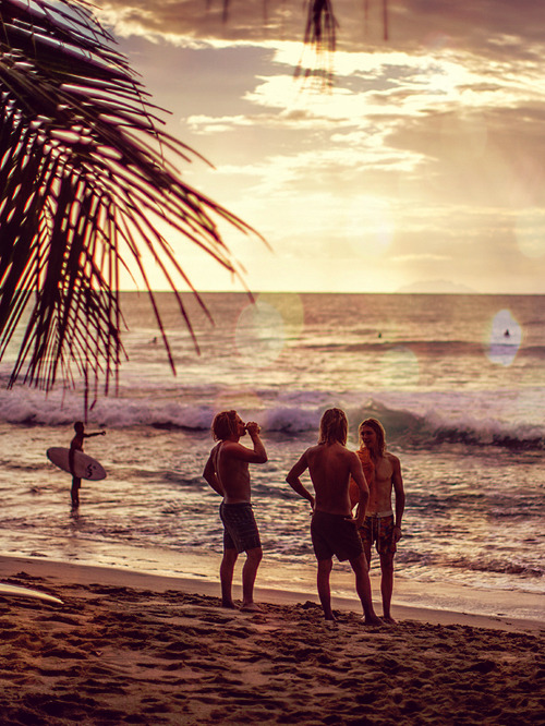 highenoughtoseethesea:  Ellis, Alex and Beau, mellowing at day’s end in Puerto Rico. Ph: Zak Noyle