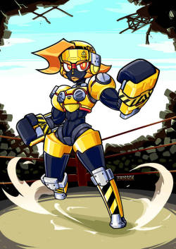 zeross0x:  - Punch -As a construction robot,while Punch fulfills all building functions like creating concrete structures, but she actually excels at demolition. She takes pride in her ability for precise destruction.she can level buildings and terrain.