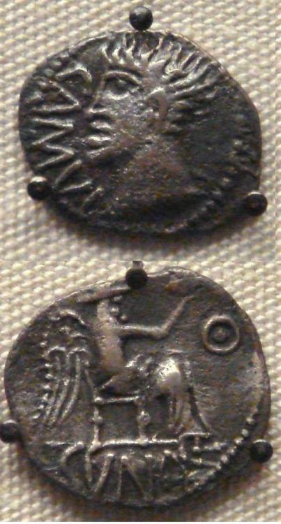 Coins of Epaticcus (died c. 35 AD), a ruler of the Catuvellauni, oneof the tribes of Iron Age Britai