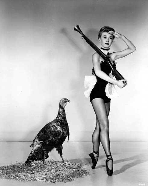 weirdvintage:  Vera-Ellen (of White Christmas fame) with turkey, c. 1950s (via) 