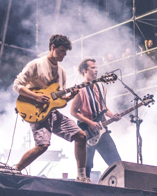 Ezra Koenig and Chris Baio performing at Lollapalooza 2018 at Grant Park in Chicago, USA (Photo by @
