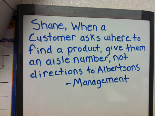 spork:  tastefullyoffensive:  Notes from Management [ardentleprechaun]  how hasnt shane been fired yet??