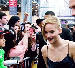 jenniferlawrencedaily:  Michael Fassbender fangirling over Jennifer Lawrence 