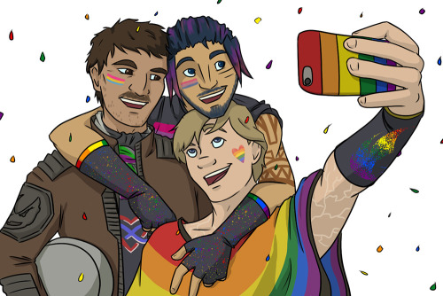 laelish: Modern AU version of the TKT OT3 going to a Pride parade and having a great time. Ours isn’
