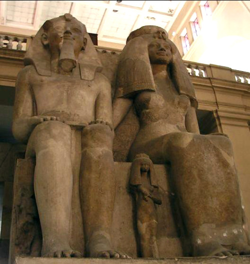 King Amenhotep III and Queen Tiye with one of their daughters, 18th dynasty