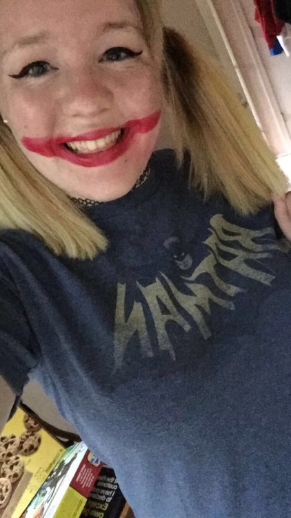 daddys-lilharley:•Harley wearing a batman shirt ? Wow.• (sorry I did what I could with what I had)