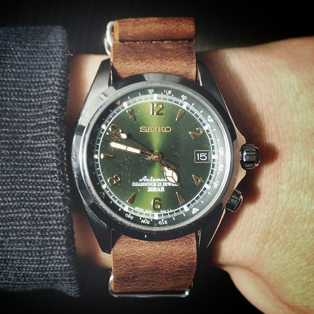 What's On Your Wrist? — Seiko Alpinist SARB017 on a leather NATO strap...