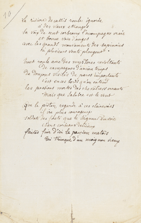 barcarole:Manuscript for La Riviere de Cassis, a poem Rimbaud wrote for Verlaine in the summer of 18