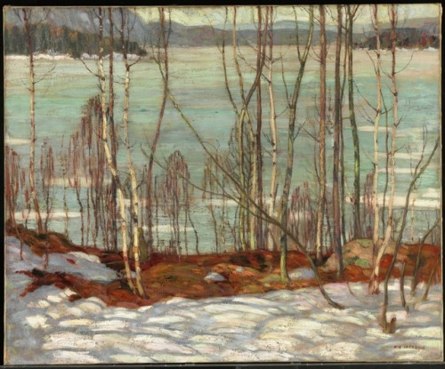 A.Y. Jackson, Frozen Lake, Early Spring, Algonquin Park, 1914 (source).