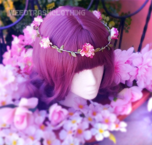 weebtrashclothing: $5 FLOWER CROWNS NOW ON SALE!!! Choose from burgundy, red, blue, purple, or rain