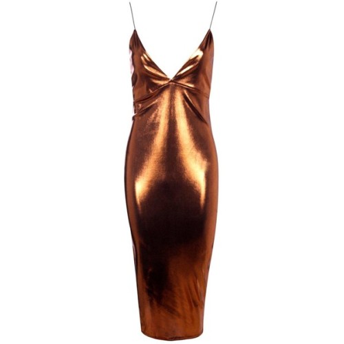 Boohoo Astley Metallic Strappy Midi Slip Dress | Boohoo ❤ liked on Polyvore (see more party dresses)