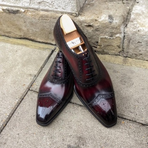 A special Savoy. Deco Square last, and a larger than usual brogueing, all finished in a stunning Mar