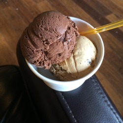 The only way to cool down on a massively hot day is with coffee and double dark chocolate ice cream.  Yup mmhmm.