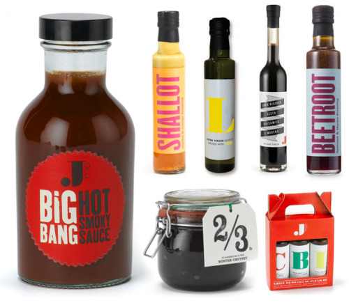 Food packaging for Jamie Oliver‘s brand Jme condiments.