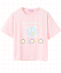 amekori:  eggs crop t-shirt ☆ pink x white