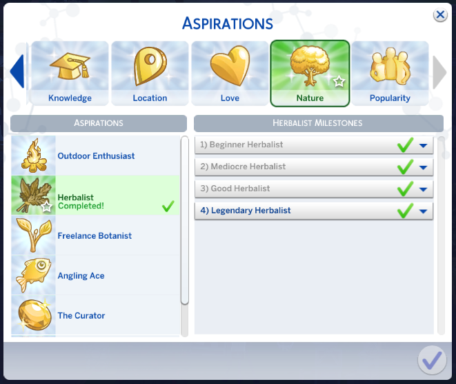 sims 4 aspiration traits list