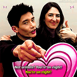 rocktheholygrail:D’Arcy Carden and Manny Jacinto | Valentine’s Day pick-up lines