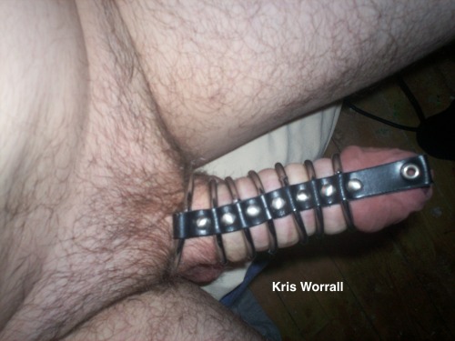 hotandexposed:  This kinky, muscular guy is so horny from showing off his hot body and uncut cock that he needs a special chastity device to keep himself from having too much fun. 