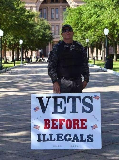 obamadawn: Please share this photo: “VETS BEFORE ILLEGALS”. DAMN STRAIGHT!!!!! Always