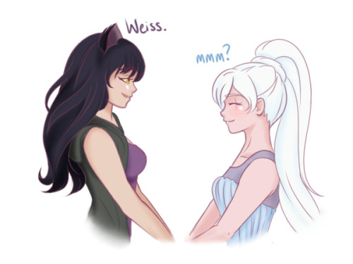 gauntletstopgreaves: “First time Blake told Weiss she loved her, Weiss literally tried to tip her” I’ve been meaning to do some monochrome and then @anawitchs and I got to talking about Weiss being emotionally stunted and unable to express love