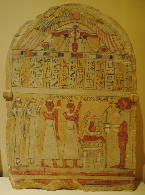 Stela of Osiris Str-au, said to be from Abydos.  This painted limestone stela was erected in the mid