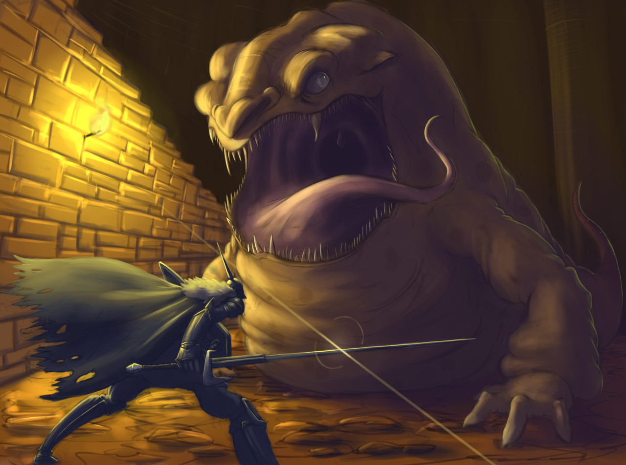 i-am-a-castle:  Covetous Demon!!   Jabba the hutts, ancient ancestor.  This boss