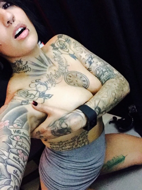 obsessedwithtattooedsluttybabes:Louise Kay with lots of ink and sexy piercings