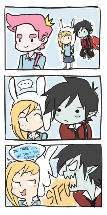 beroberos:Fionna and Cake school AU yay~Also crappy little bonus comic because gumball