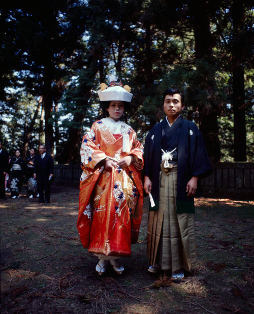  A newly-wed couple poses for photographs at a temple near Tatsuno, Japan, 1972