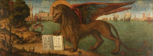 Vittore Carpaccio - The Lion of Saint Mark - c 1516 - Doge’s Palace Venice [6178x2288]
