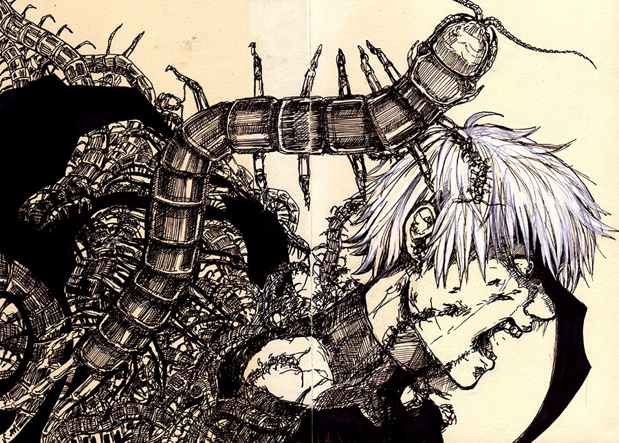vetur02: “ Sketchbook doodle (testing my new pen *A*) centipedes….everywhere ~=///=~ ”