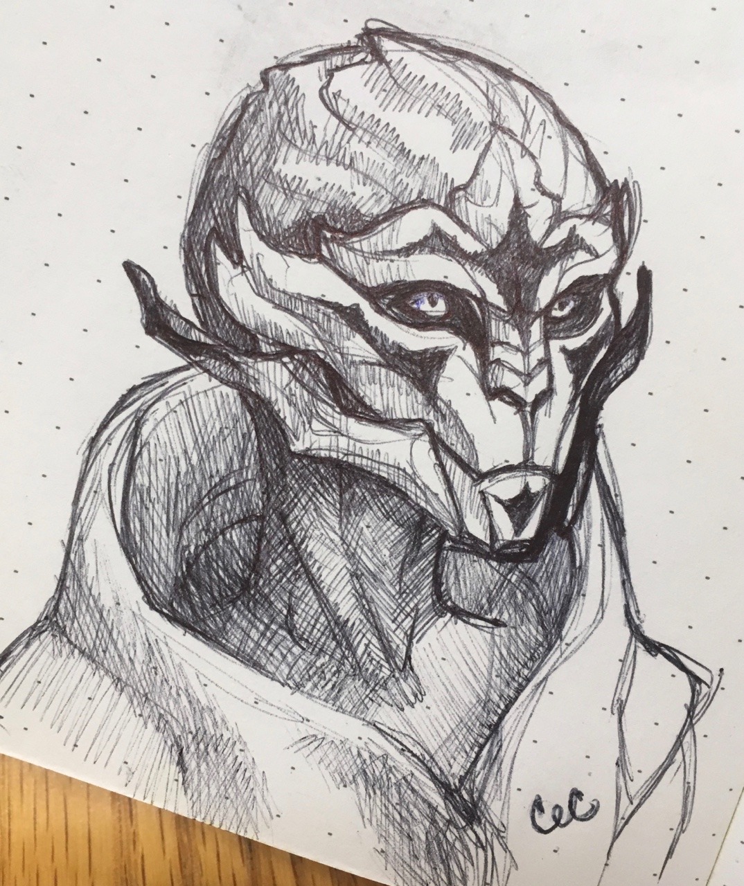 arteopteryx:
“ I forgot to post this! Gotta draw turians every now and then. They are my fave ME aliens design-wise, but they do take practice to get their features down. They always look a little wonky if I haven’t drawn them in a while.
I’m...