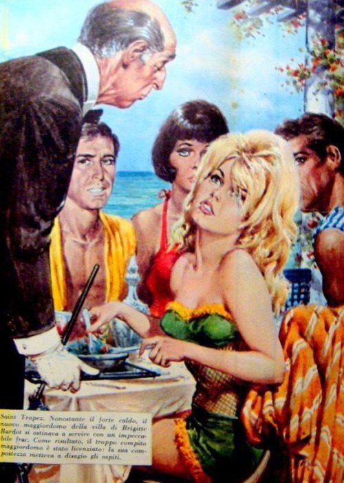 Illustrations by Walter Molina for news stories about Brigitte Bardot (images 1, 3 and 4) and Marily