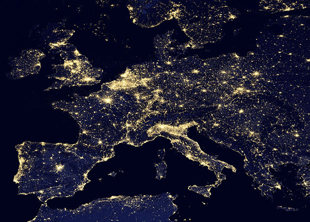 Will the last person to leave please turn off the lights? (satellite image of Europe