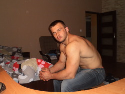 musclebodyblog:  My muscle slave - TOM - today morning Find more
