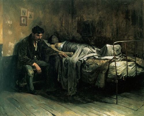 Cristóbal Rojas - La Miseria (1886).  &ldquo;The author, suffering from tubercu