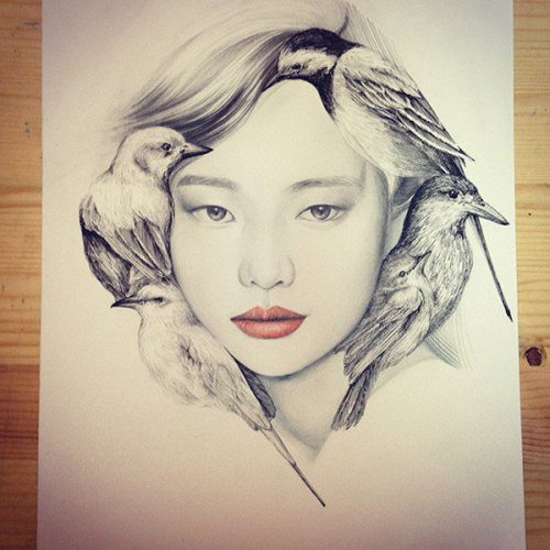 actegratuit:  girls & birds by   OkArt  
