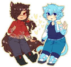 sailorpalin:  KouAo kitty transparents that I finished (20 minutes late for) cat day! Also these will eventually be stickers, hopefully alongside the whole set of kitty gals I sketched earlier!Feel free to use on your blog or as matching icons or etc,