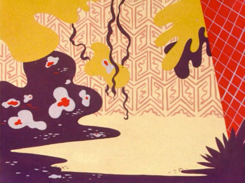 Backgrounds from Wackiki Wabbit (1943), a Bugs Bunny cartoon directed by Chuck Jones